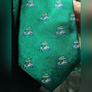 Vineyard Vines Silk Tie Green Golf Cart Pattern NWOT
